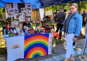Infostand des Weltladen Soltau beim 50-jährigen Jubiläum der St. Marienkirche in Soltau